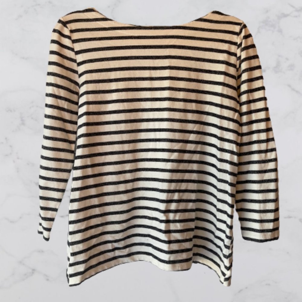 LOFT Blue Striped 3/4 Sleeve Top (M)